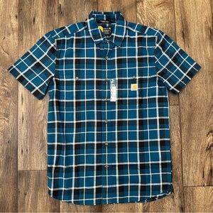 Carhartt Relaxed Fit Short Sleeve Lightweight Shirt Men’s Size S Plaid Blue